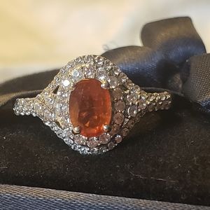 NWOT Genuine Tangerine Kyanite and White Zircon Halo Ring